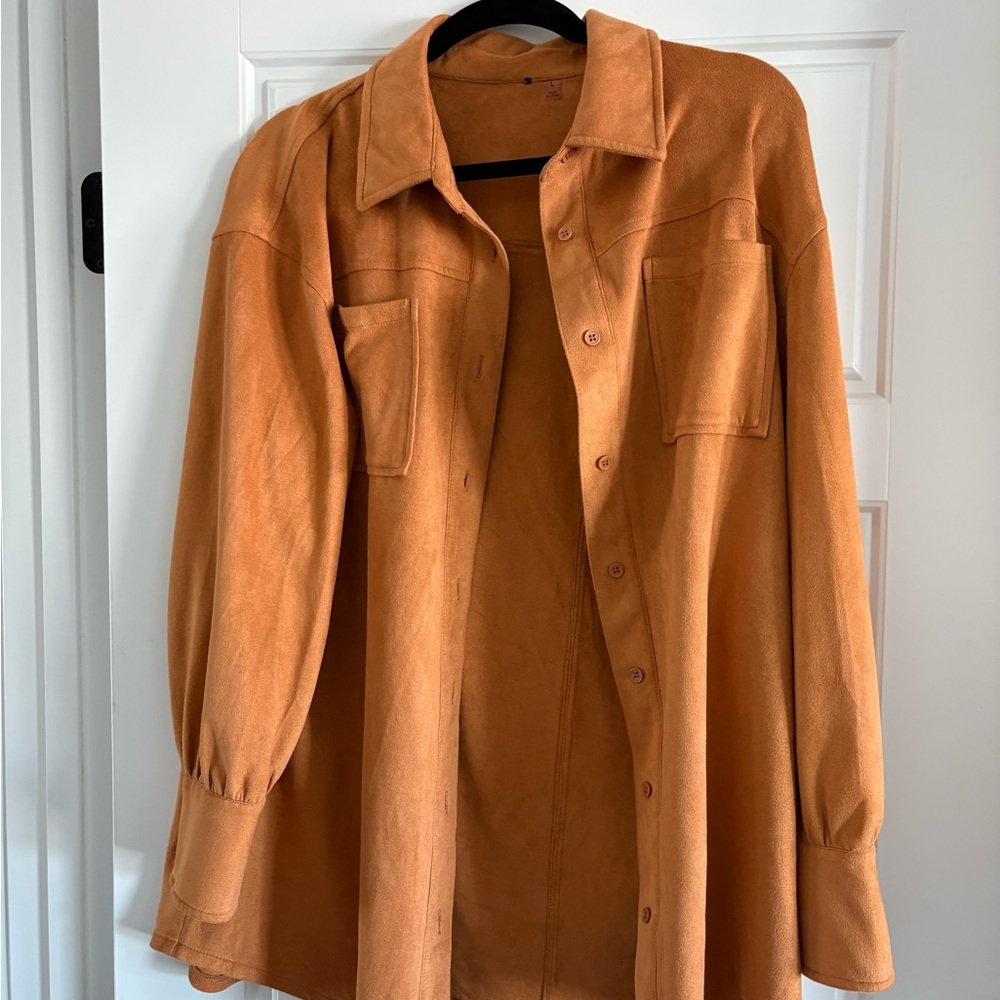 Rust Orange Button-Up Shirt Jacket